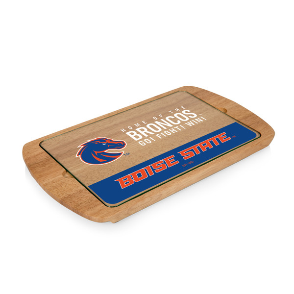 Boise State Broncos Billboard Glass Top Serving Tray, (Parawood)