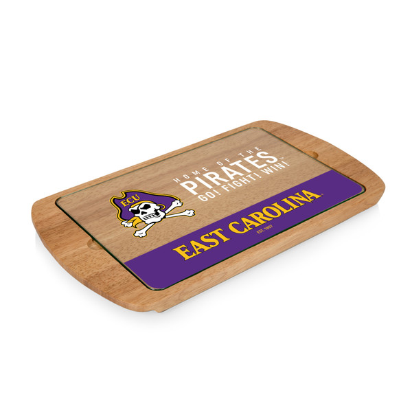 East Carolina Pirates Billboard Glass Top Serving Tray, (Parawood)