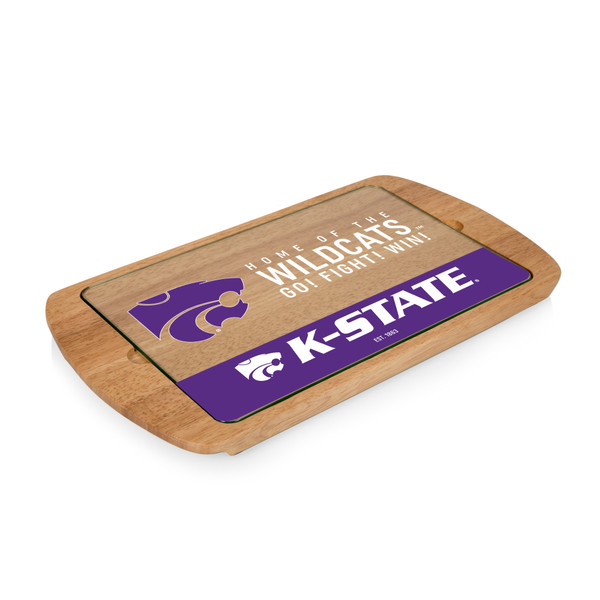 Kansas State Wildcats Billboard Glass Top Serving Tray, (Parawood)