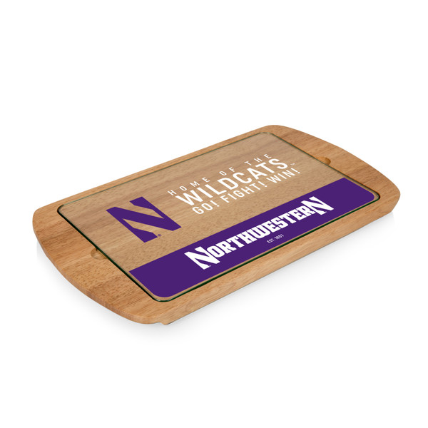 Northwestern Wildcats Billboard Glass Top Serving Tray, (Parawood)