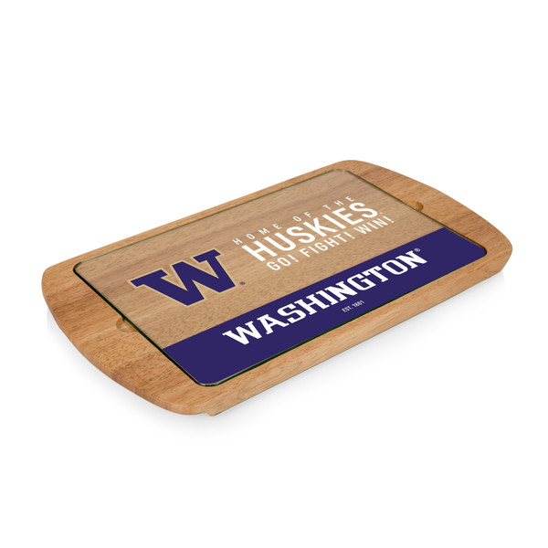 Washington Huskies Billboard Glass Top Serving Tray, (Parawood)