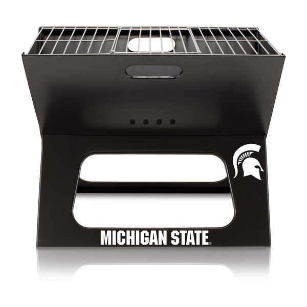 Michigan State Spartans X-Grill Portable Charcoal BBQ Grill, (Black)