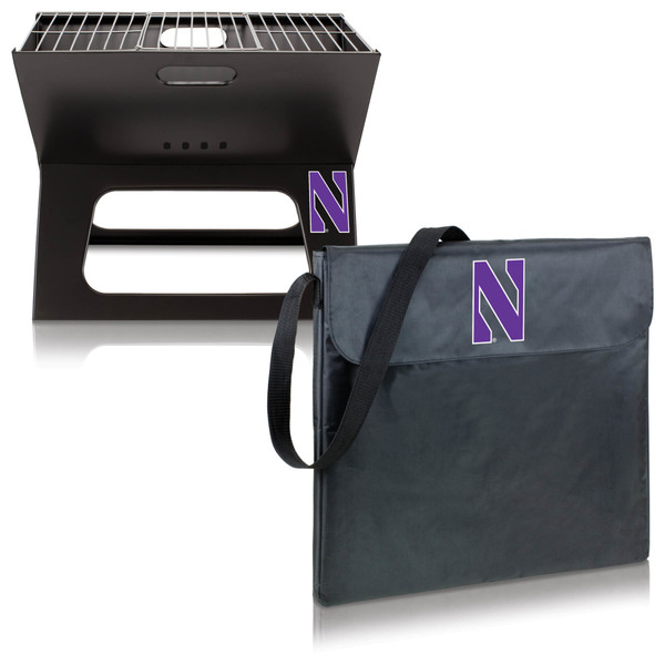 Northwestern Wildcats X-Grill Portable Charcoal BBQ Grill, (Black)