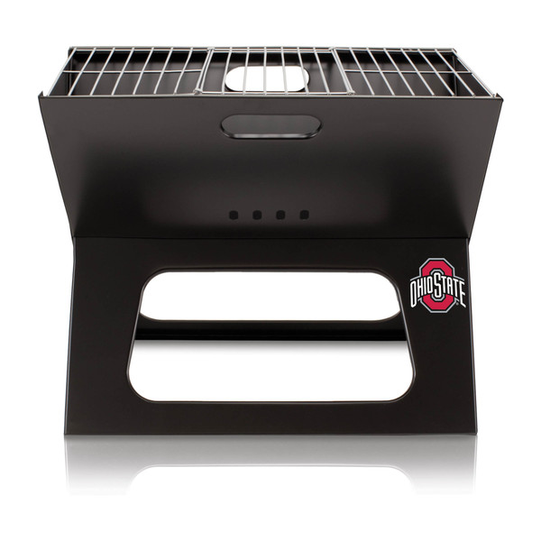 Ohio State Buckeyes X-Grill Portable Charcoal BBQ Grill, (Black)