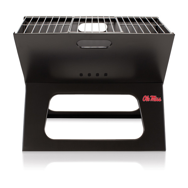 Ole Miss Rebels X-Grill Portable Charcoal BBQ Grill, (Black)