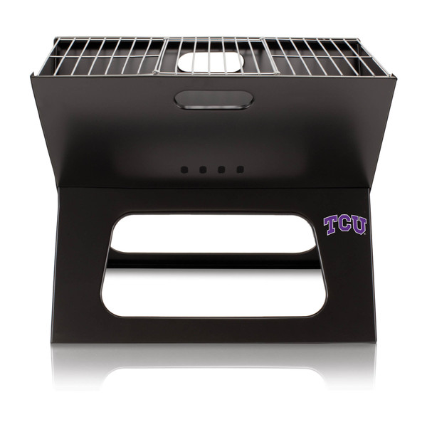 TCU Horned Frogs X-Grill Portable Charcoal BBQ Grill, (Black)