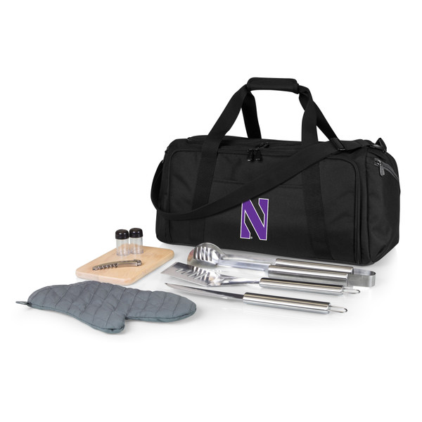 Northwestern Wildcats BBQ Kit Grill Set & Cooler, (Black)