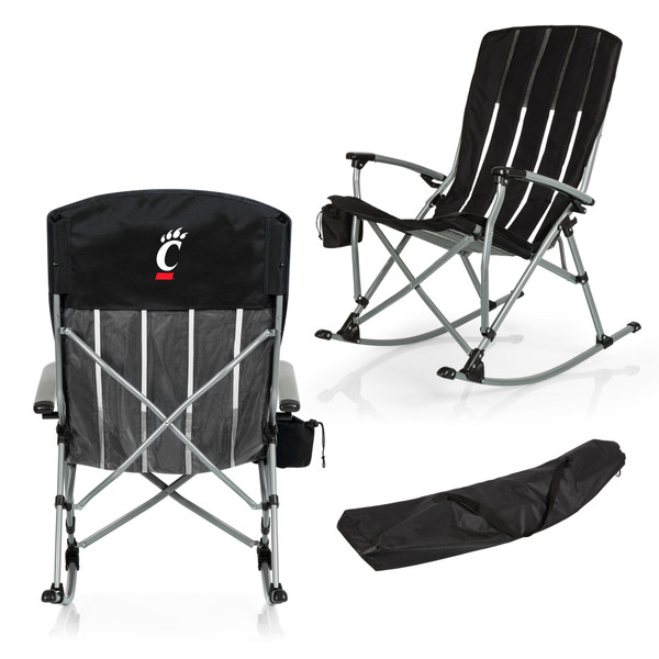 Cincinnati Bearcats Outdoor Rocking Camp Chair, (Black)