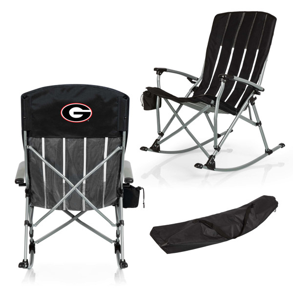 Georgia Bulldogs Outdoor Rocking Camp Chair, (Black)