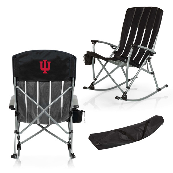 Indiana Hoosiers Outdoor Rocking Camp Chair, (Black)