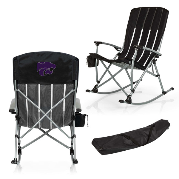 Kansas State Wildcats Outdoor Rocking Camp Chair, (Black)
