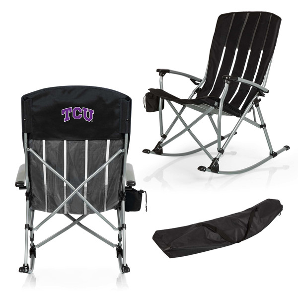 TCU Horned Frogs Outdoor Rocking Camp Chair, (Black)