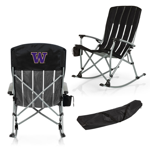 Washington Huskies Outdoor Rocking Camp Chair, (Black)
