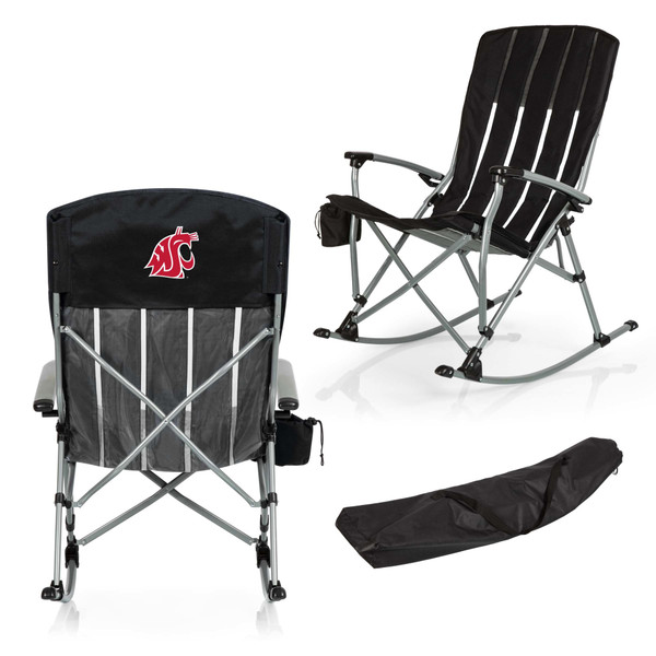 Washington State Cougars Outdoor Rocking Camp Chair, (Black)