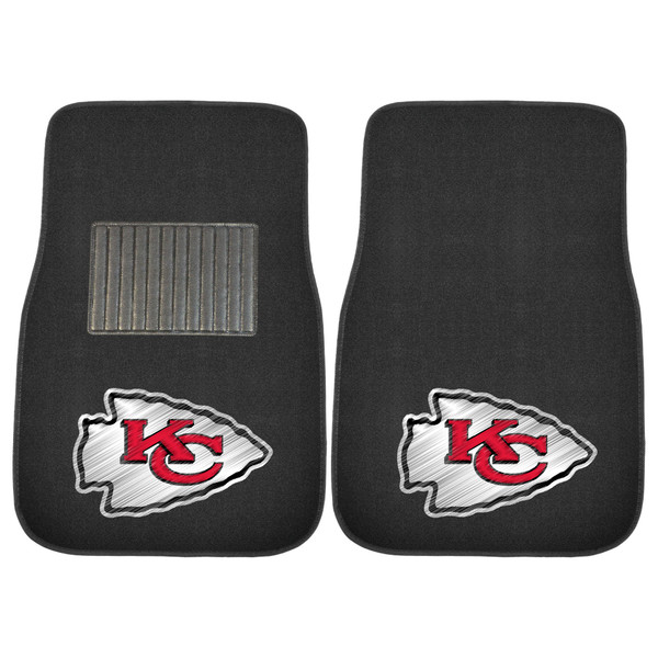 Kansas City Chiefs 2-pc Embroidered Car Mat Set KC Arrow Primary Logo Black