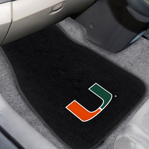 University of Miami 2-pc Embroidered Car Mat Set 17"x25.5"