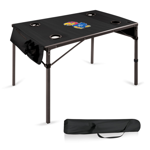Kansas Jayhawks Travel Table Portable Folding Table, (Black)