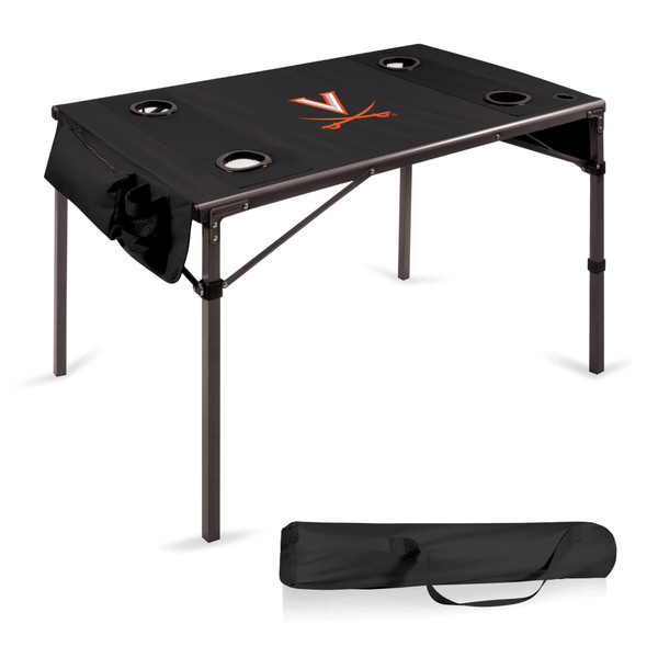 Virginia Cavaliers Travel Table Portable Folding Table, (Black)