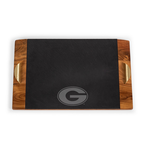 Georgia Bulldogs Covina Acacia and Slate Serving Tray, (Acacia Wood & Slate Black with Gold Accents)