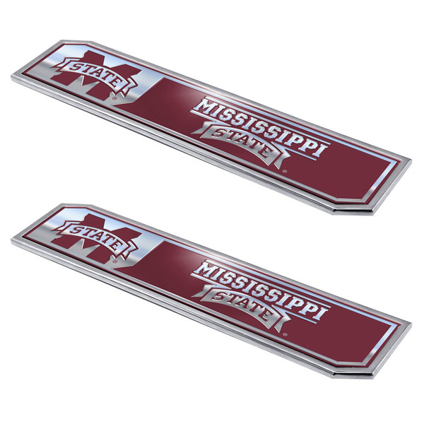 Mississippi State University - Mississippi State Bulldogs Embossed Truck Emblem 2-pk Primary Logo & Wordmark Maroon