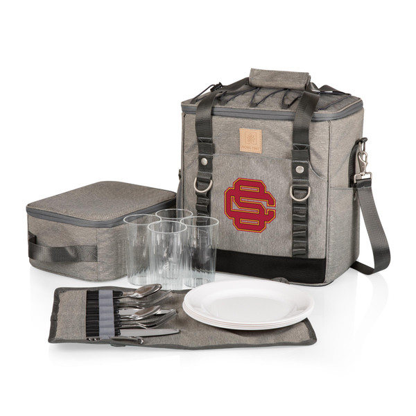 USC Trojans PT-Frontier Picnic Utility Cooler, (Heathered Gray)