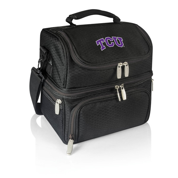 TCU Horned Frogs Pranzo Lunch Bag Cooler with Utensils, (Black)