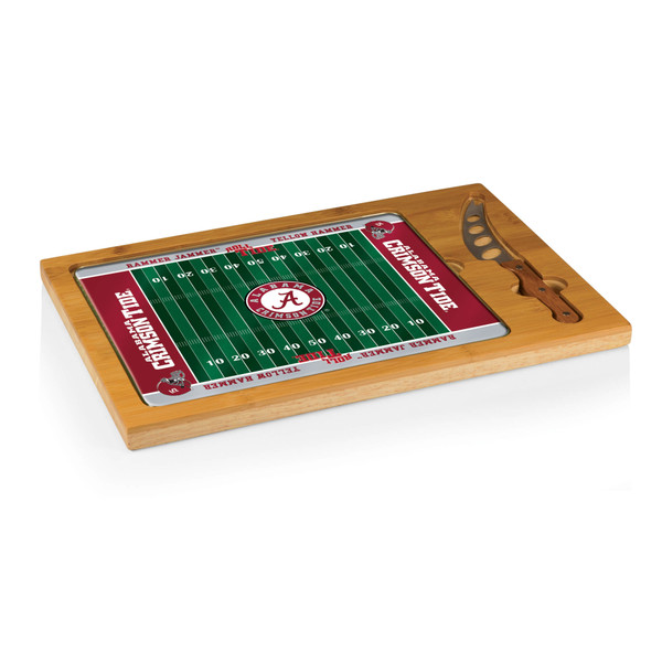 Alabama Crimson Tide Icon Glass Top Cutting Board & Knife Set, (Parawood & Bamboo)