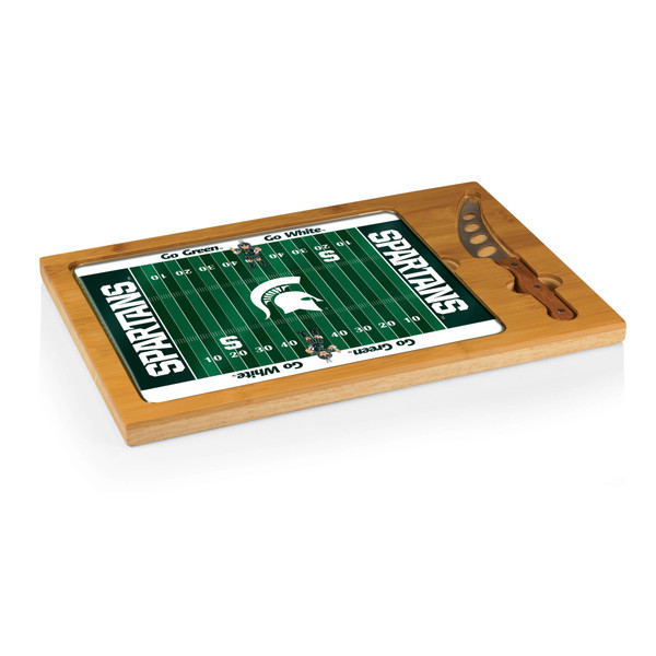 Michigan State Spartans Icon Glass Top Cutting Board & Knife Set, (Parawood & Bamboo)