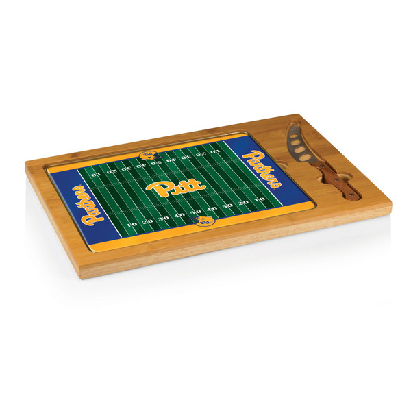 Pittsburgh Panthers Football Field Icon Glass Top Cutting Board & Knife Set, (Parawood & Bamboo)
