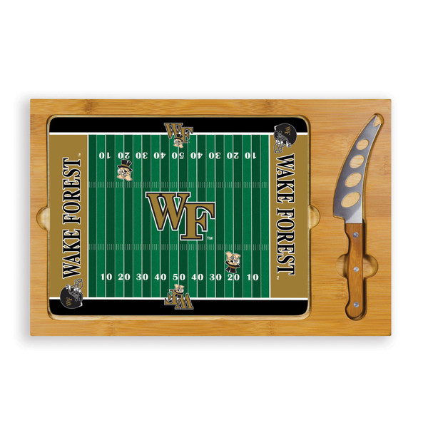 Wake Forest Demon Deacons Icon Glass Top Cutting Board & Knife Set, (Parawood & Bamboo)