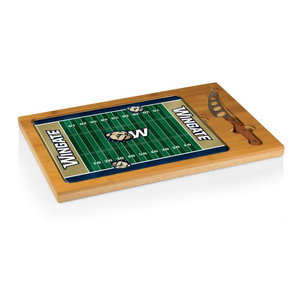 Wingate University Bulldogs Icon Glass Top Cutting Board & Knife Set, (Parawood & Bamboo)