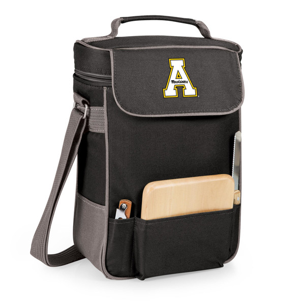 App State Mountaineers Duet Wine & Cheese Tote, (Black with Gray Accents)