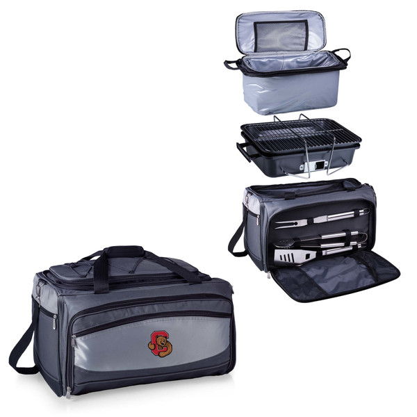 Cornell Big Red Buccaneer Portable Charcoal Grill & Cooler Tote, (Black with Gray Accents)