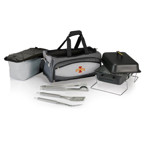 Iowa State Cyclones Buccaneer Portable Charcoal Grill & Cooler Tote, (Black with Gray Accents)