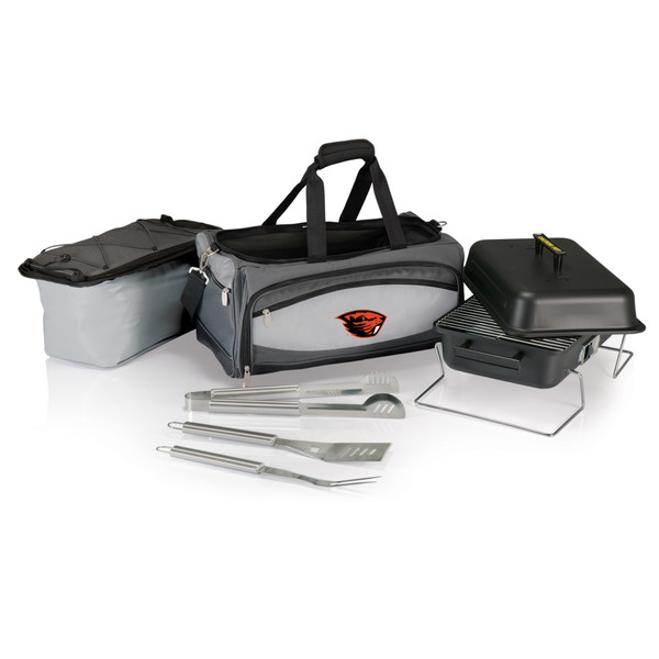 Oregon State Beavers Buccaneer Portable Charcoal Grill & Cooler Tote, (Black with Gray Accents)