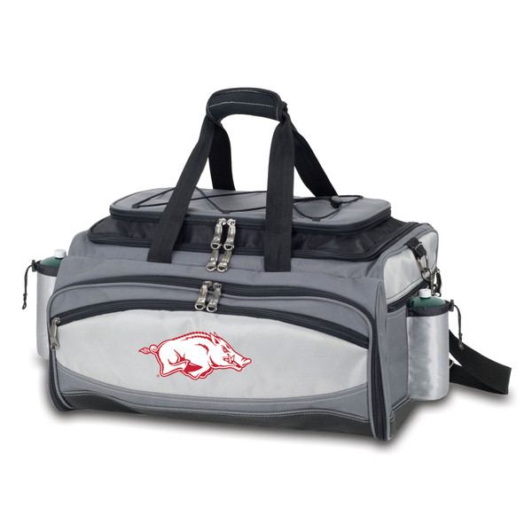 Arkansas Razorbacks Vulcan Portable Propane Grill & Cooler Tote, (Black with Gray Accents)