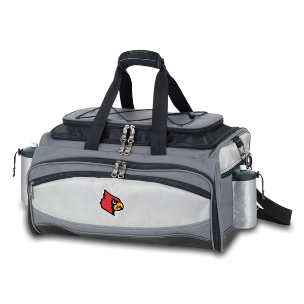 Louisville Cardinals Vulcan Portable Propane Grill & Cooler Tote, (Black with Gray Accents)