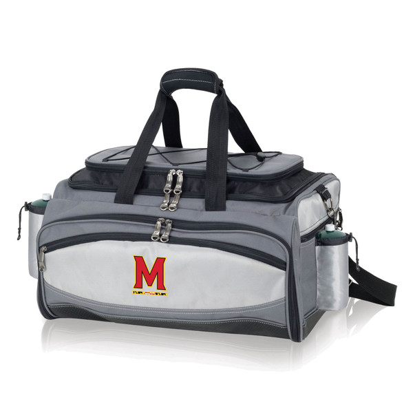 Maryland Terrapins Vulcan Portable Propane Grill & Cooler Tote, (Black with Gray Accents)