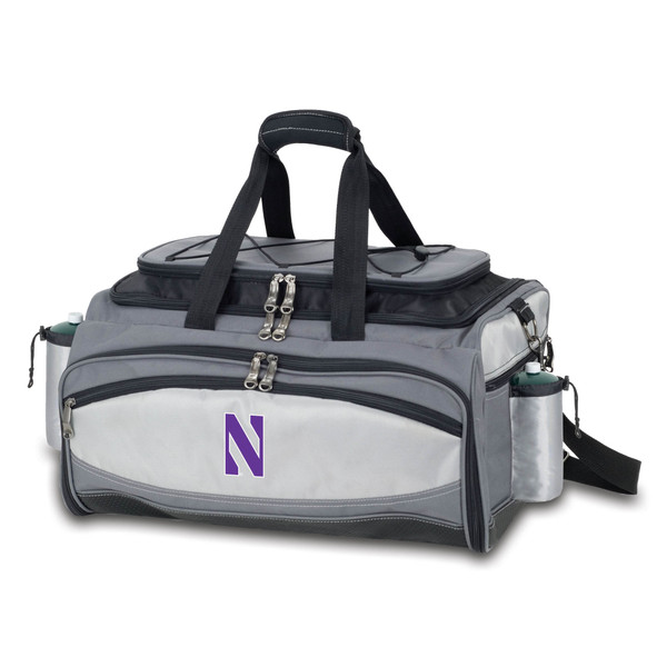 Northwestern Wildcats Vulcan Portable Propane Grill & Cooler Tote, (Black with Gray Accents)