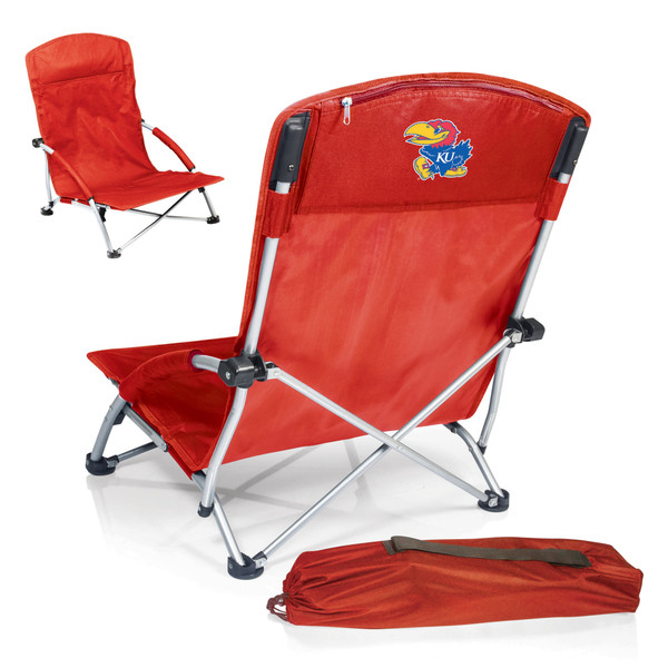 Kansas Jayhawks Tranquility Beach Chair with Carry Bag, (Red)