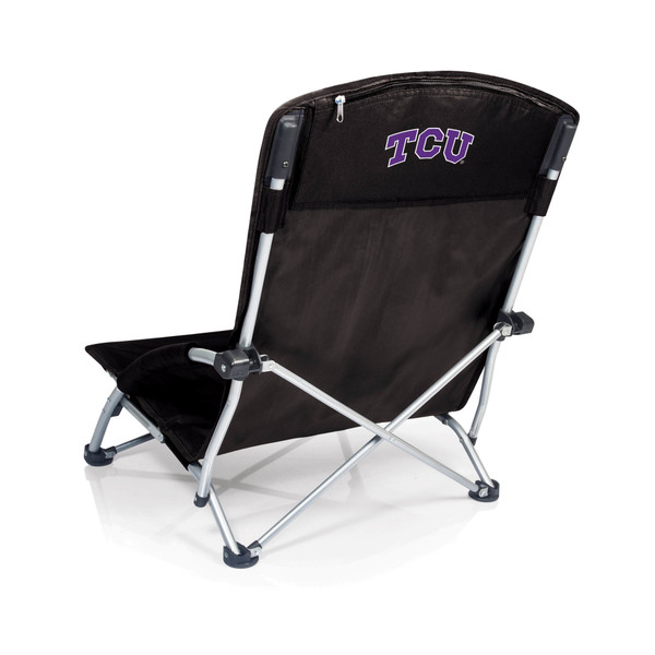 TCU Horned Frogs Tranquility Beach Chair with Carry Bag, (Black)