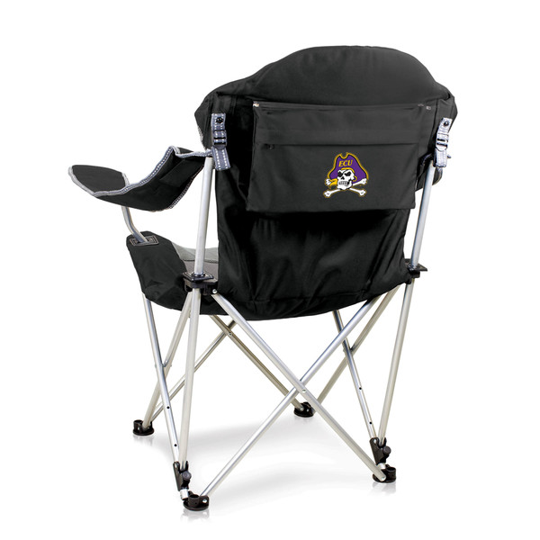 East Carolina Pirates Reclining Camp Chair, (Black with Gray Accents)