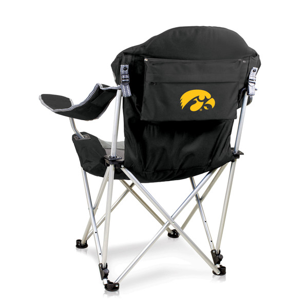 Iowa Hawkeyes Reclining Camp Chair, (Black with Gray Accents)