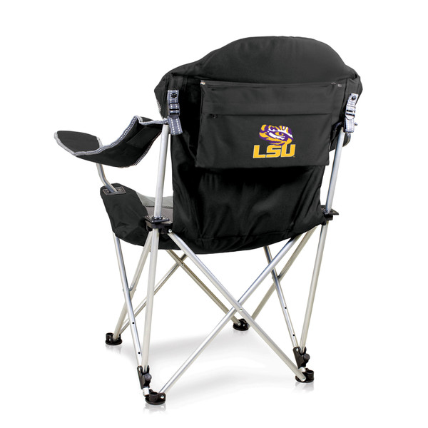 LSU Tigers Reclining Camp Chair, (Black with Gray Accents)