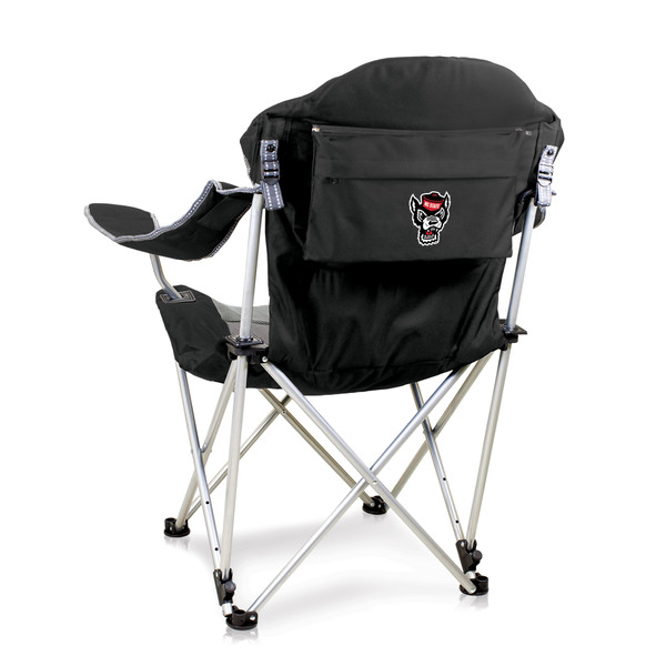 NC State Wolfpack Reclining Camp Chair, (Black with Gray Accents)