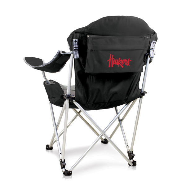 Nebraska Cornhuskers Reclining Camp Chair, (Black with Gray Accents)