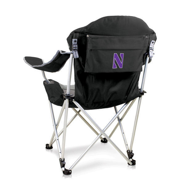 Northwestern Wildcats Reclining Camp Chair, (Black with Gray Accents)