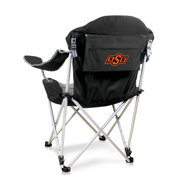Oklahoma State Cowboys Reclining Camp Chair, (Black with Gray Accents)