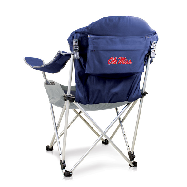 Ole Miss Rebels Reclining Camp Chair, (Navy Blue with Gray Accents)