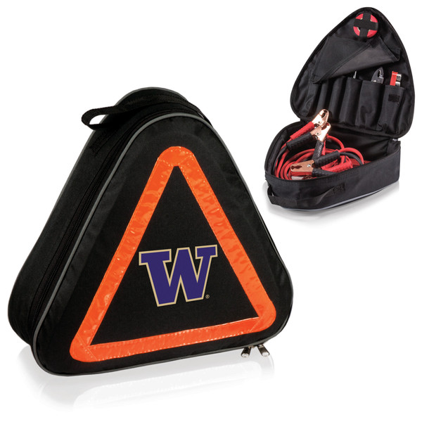 Washington Huskies Roadside Emergency Car Kit, (Black with Orange Accents)
